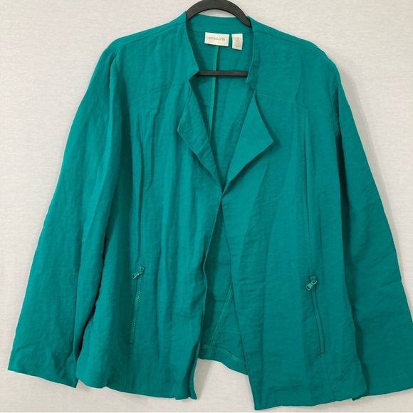 Chico's Jackets & Blazers - Chico's Green Lightweight Open Front Jacket size XL / 3 Office Business